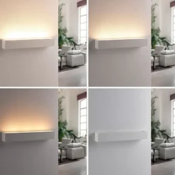 Lindby wandlamp Santino, 51 cm, gips, G9, overschilderbaar