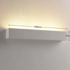 Lindby wandlamp Santino, 51 cm, gips, G9, overschilderbaar