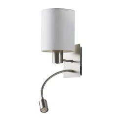 Lindby wandlamp Shajan, 29 cm, textiel, E27, LED leeslampje