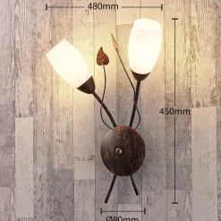 Lindby wandlamp Stefania, zwart/goud, glas, E14, 42,5cm