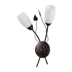 Lindby wandlamp Stefania, zwart/goud, glas, E14, 42,5cm