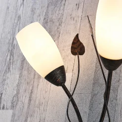 Lindby wandlamp Stefania, zwart/goud, glas, E14, 42,5cm