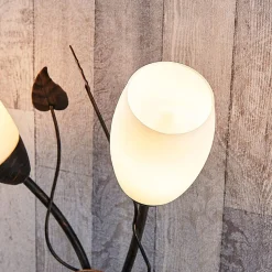 Lindby wandlamp Stefania, zwart/goud, glas, E14, 42,5cm