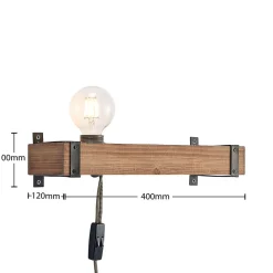 Lindby wandlamp Sverina, 40 cm, hout, stekker, E27