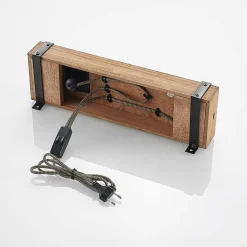 Lindby wandlamp Sverina, 40 cm, hout, stekker, E27