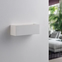 Lindby wandlamp Tjada, 22 cm, wit, gips, G9, overschilderbaar