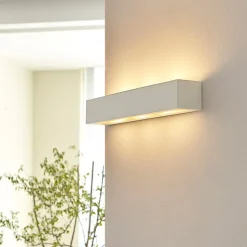 Lindby wandlamp Tjada, 51 cm, wit, gips, G9, overschilderbaar