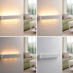 Lindby wandlamp Tjada, 51 cm, wit, gips, G9, overschilderbaar