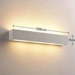 Lindby wandlamp Tjada, 51 cm, wit, gips, G9, overschilderbaar