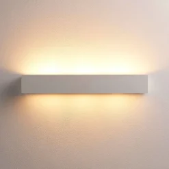 Lindby wandlamp Tjada, 51 cm, wit, gips, G9, overschilderbaar