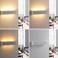 Lindby wandlamp Tjada, 35 cm, wit, gips, G9, overschilderbaar