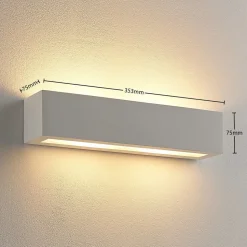 Lindby wandlamp Tjada, 35 cm, wit, gips, G9, overschilderbaar