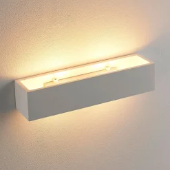 Lindby wandlamp Tjada, 35 cm, wit, gips, G9, overschilderbaar