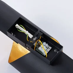 Lindby wandlamp Vanni, zwart/goud, metaal, hoogte 57cm