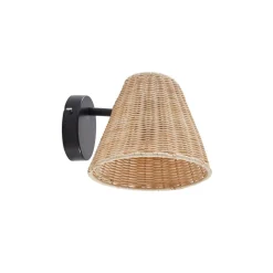 Lindby wandlamp Zyralia, houtkleurig, rotan, 19,5 cm hoog