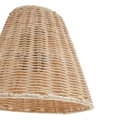 Lindby wandlamp Zyralia, houtkleurig, rotan, 19,5 cm hoog