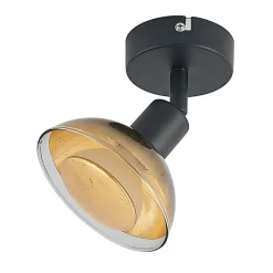 Lindby wandspot Erin, zwart/goud, Ø 12 cm, glas