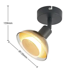 Lindby wandspot Erin, zwart/goud, Ø 12 cm, glas