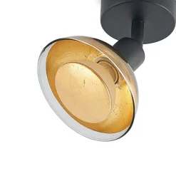 Lindby wandspot Erin, zwart/goud, Ø 12 cm, glas