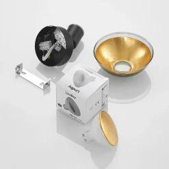 Lindby wandspot Erin, zwart/goud, Ø 12 cm, glas