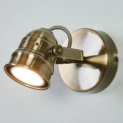 Lindby wandspot Leonor, messing, metaal, 1-lamp, 9,5 cm