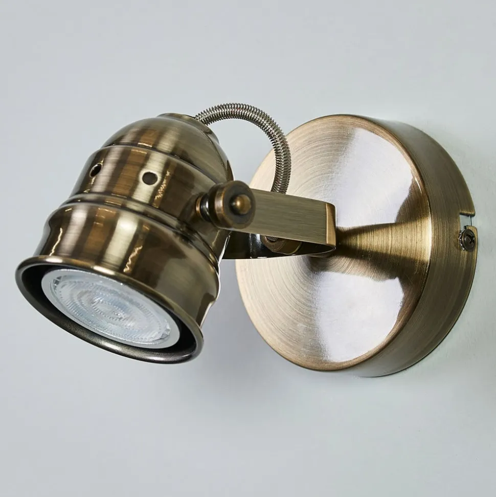 Lindby wandspot Leonor, messing, metaal, 1-lamp, 9,5 cm