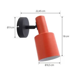 Lindby wandspot Ovelia, oranje/zwart, metaal, E27