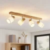 Lindby Wanessa plafondspot, 67cm, 4-lamps, hout, wit, E14