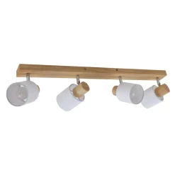 Lindby Wanessa plafondspot, 67cm, 4-lamps, hout, wit, E14
