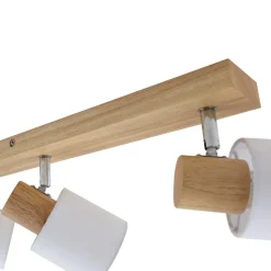 Lindby Wanessa plafondspot, 67cm, 4-lamps, hout, wit, E14
