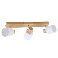 Lindby Wanessa plafondspot, 47cm, 3-lamps, wit, hout, E14