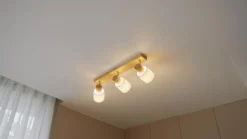 Lindby Wanessa plafondspot, 47cm, 3-lamps, wit, hout, E14