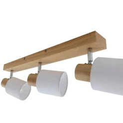 Lindby Wanessa plafondspot, 47cm, 3-lamps, wit, hout, E14