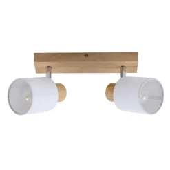 Lindby Wanessa plafondspot, 39cm, 2-lamps, hout, wit, E14