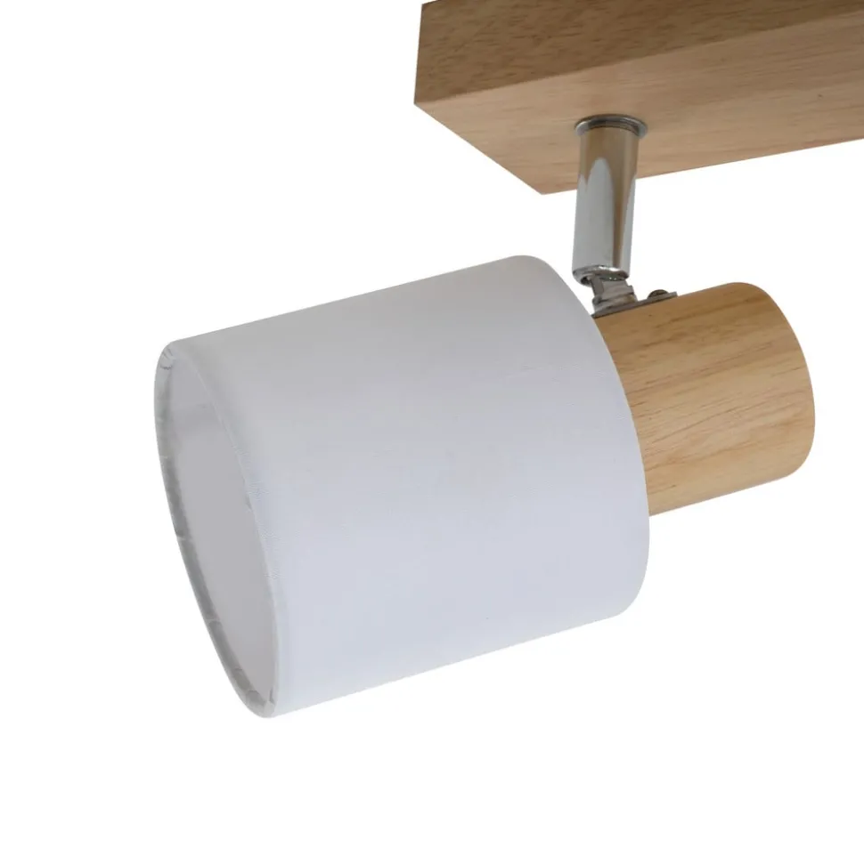 Lindby Wanessa plafondspot, 39cm, 2-lamps, hout, wit, E14