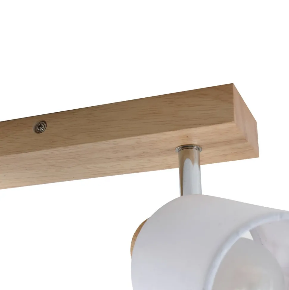 Lindby Wanessa plafondspot, 39cm, 2-lamps, hout, wit, E14