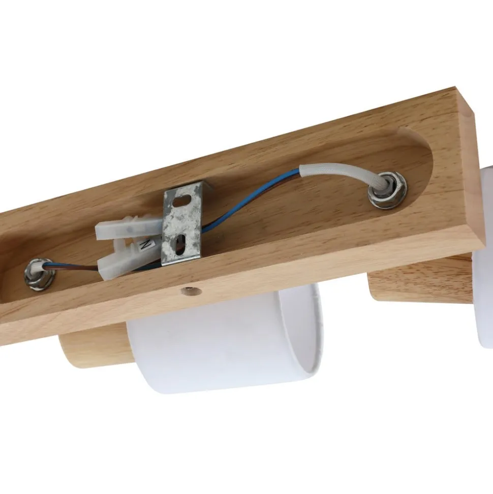 Lindby Wanessa plafondspot, 39cm, 2-lamps, hout, wit, E14