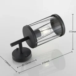 Lindby Yonan buitenwandlamp, rond, donkergrijs,E27