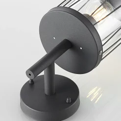 Lindby Yonan buitenwandlamp, rond, donkergrijs,E27