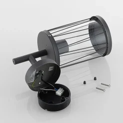 Lindby Yonan buitenwandlamp, rond, donkergrijs,E27