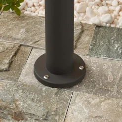 Lindby Yonan sokkellamp, rond, donkergrijs, E27