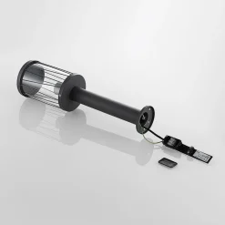 Lindby Yonan sokkellamp, rond, donkergrijs, E27