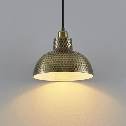 Lindby Zelotta hanglamp, 1-lamp, antiek messing
