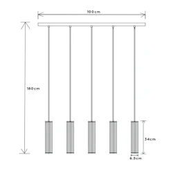 Lionel balk hanglamp met vijf kappen
