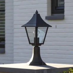 Livorno sokkellamp, IP44, zwart/helder