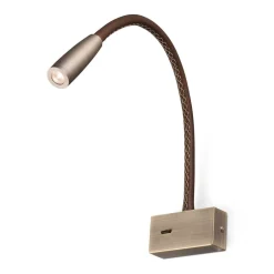 Loden leeslamp met lederen details en LED