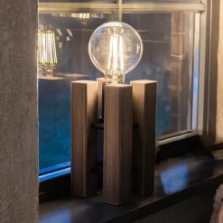 Lodge tafellamp, hoogte 28 cm, bruin, hout