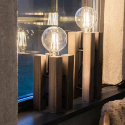 Lodge tafellamp, hoogte 28 cm, bruin, hout