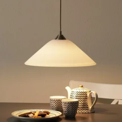 LOISA stijlvolle opaalglas-hanglamp, oud-messing