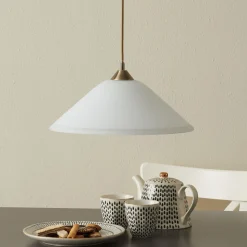 LOISA stijlvolle opaalglas-hanglamp, oud-messing